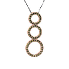 Peridot 925 ayar rose altın kaplama gümüş kolye (40 cm gümüş rolo zincir)