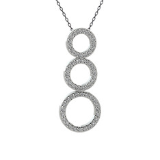 Hiru Daire Kolye - Beyaz zirkon 925 ayar gümüş kolye (40 cm gümüş rolo zincir) #7tvdt2