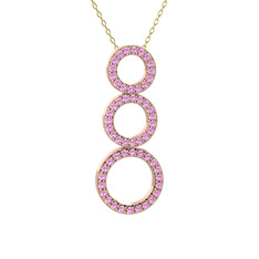 Pembe kuvars 18 ayar rose altın kolye (40 cm altın rolo zincir)