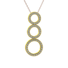 Hiru Daire Kolye - Beyaz zirkon 14 ayar altın kolye (40 cm rose altın rolo zincir) #9mpxcx