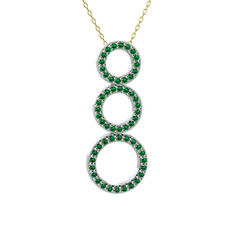 Hiru Daire Kolye - Yeşil kuvars 8 ayar beyaz altın kolye (40 cm altın rolo zincir) #atzru9