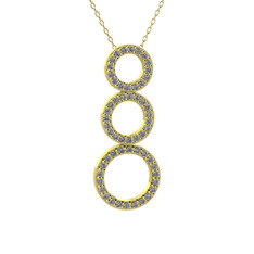 Hiru Daire Kolye - Pırlanta 14 ayar altın kolye (0.5016 karat, 40 cm gümüş rolo zincir) #bejh1b