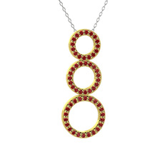 Hiru Daire Kolye - Garnet 8 ayar altın kolye (40 cm beyaz altın rolo zincir) #cbvcg
