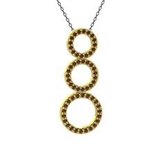 Hiru Daire Kolye - Dumanlı kuvars 18 ayar altın kolye (40 cm gümüş rolo zincir) #ei3s5u