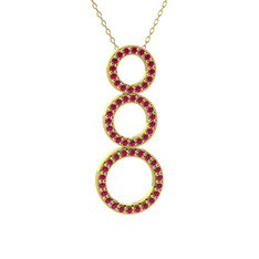 Hiru Daire Kolye - Rodolit garnet 14 ayar altın kolye (40 cm altın rolo zincir) #f3ut50
