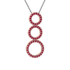 Rodolit garnet 14 ayar rose altın kolye (40 cm gümüş rolo zincir)