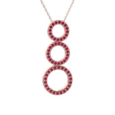 Rodolit garnet 18 ayar rose altın kolye (40 cm gümüş rolo zincir)