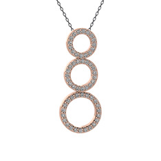 Hiru Daire Kolye - Beyaz zirkon 14 ayar rose altın kolye (40 cm gümüş rolo zincir) #g6qx3b