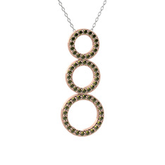 Peridot 18 ayar rose altın kolye (40 cm beyaz altın rolo zincir)