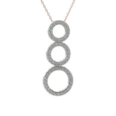 Hiru Daire Kolye - Swarovski 925 ayar gümüş kolye (40 cm rose altın rolo zincir) #hqbwp