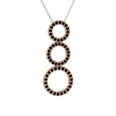 Hiru Daire Kolye - Siyah zirkon 18 ayar rose altın kolye (40 cm gümüş rolo zincir) #ielctg