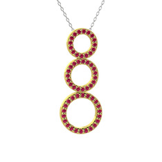 Rodolit garnet 925 ayar altın kaplama gümüş kolye (40 cm beyaz altın rolo zincir)