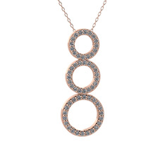 Hiru Daire Kolye - Pırlanta 14 ayar rose altın kolye (0.5016 karat, 40 cm rose altın rolo zincir) #j3h4pa