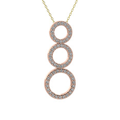 Hiru Daire Kolye - Beyaz zirkon 18 ayar rose altın kolye (40 cm altın rolo zincir) #jmq0r6