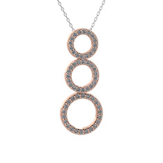 Hiru Daire Kolye - Pırlanta 18 ayar rose altın kolye (0.5016 karat, 40 cm beyaz altın rolo zincir) #k3pui8