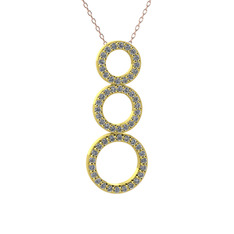 Hiru Daire Kolye - Pırlanta 18 ayar altın kolye (0.5016 karat, 40 cm gümüş rolo zincir) #klqio3