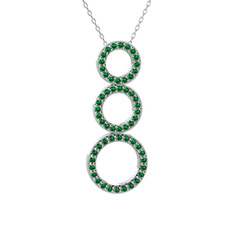 Hiru Daire Kolye - Yeşil kuvars 14 ayar beyaz altın kolye (40 cm gümüş rolo zincir) #l5uavo