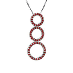 Garnet 18 ayar beyaz altın kolye (40 cm gümüş rolo zincir)
