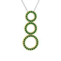 Hiru Daire Kolye - Yeşil kuvars 925 ayar altın kaplama gümüş kolye (40 cm beyaz altın rolo zincir) #q3dgq7