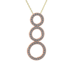Hiru Daire Kolye - Pırlanta 8 ayar rose altın kolye (0.5016 karat, 40 cm gümüş rolo zincir) #q880en