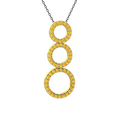 Hiru Daire Kolye - Sitrin 18 ayar altın kolye (40 cm gümüş rolo zincir) #q9xbvj