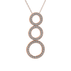 Hiru Daire Kolye - Beyaz zirkon 8 ayar rose altın kolye (40 cm rose altın rolo zincir) #qbc2ka