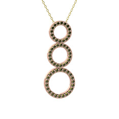 Hiru Daire Kolye - Peridot 14 ayar rose altın kolye (40 cm altın rolo zincir) #qugcao