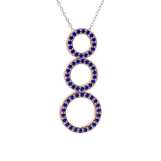 Hiru Daire Kolye - Lab safir 8 ayar rose altın kolye (40 cm beyaz altın rolo zincir) #w461ud