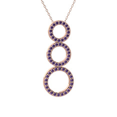 Hiru Daire Kolye - Ametist 925 ayar rose altın kaplama gümüş kolye (40 cm gümüş rolo zincir) #wjxjdj