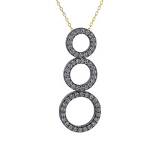 Hiru Daire Kolye - Pırlanta 925 ayar siyah rodyum kaplama gümüş kolye (0.5016 karat, 40 cm gümüş rolo zincir) #z7hdn4