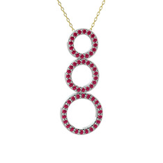 Rodolit garnet 8 ayar beyaz altın kolye (40 cm altın rolo zincir)