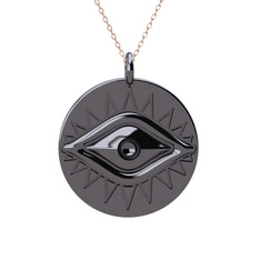 Carmen Göz Kolye - 925 ayar siyah rodyum kaplama gümüş kolye (40 cm rose altın rolo zincir) #1gumo93