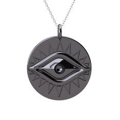 Carmen Göz Kolye - 925 ayar siyah rodyum kaplama gümüş kolye (40 cm beyaz altın rolo zincir) #1hhrg1m