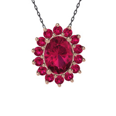 Eda Kolye - Rodolit garnet 925 ayar rose altın kaplama gümüş kolye (40 cm gümüş rolo zincir) #14ebz6j