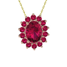 Eda Kolye - Rodolit garnet 8 ayar rose altın kolye (40 cm altın rolo zincir) #14np6uf
