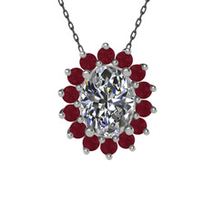 Eda Kolye - Swarovski ve kök yakut 925 ayar gümüş kolye (40 cm gümüş rolo zincir) #14pnty7
