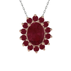 Kök yakut 8 ayar rose altın kolye (40 cm beyaz altın rolo zincir)