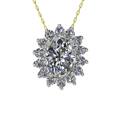 Eda Kolye - Swarovski ve pırlanta 18 ayar beyaz altın kolye (0.504 karat, 40 cm altın rolo zincir) #1abgmpa