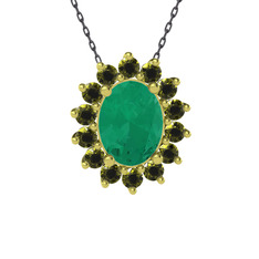 Eda Kolye - Kök zümrüt ve peridot 18 ayar altın kolye (40 cm gümüş rolo zincir) #1bsnwpw