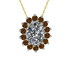 Eda Kolye - Swarovski ve dumanlı kuvars 18 ayar beyaz altın kolye (40 cm altın rolo zincir) #1cl4kwk