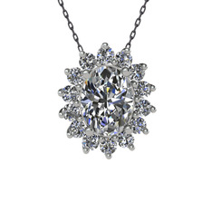 Eda Kolye - Swarovski ve pırlanta 14 ayar beyaz altın kolye (0.504 karat, 40 cm gümüş rolo zincir) #1el6mw2