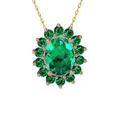 Eda Kolye - Yeşil kuvars 8 ayar rose altın kolye (40 cm altın rolo zincir) #1hvo0ds