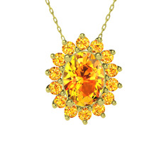 Eda Kolye - Sitrin 18 ayar altın kolye (40 cm altın rolo zincir) #1ib0w5s