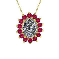 Eda Kolye - Swarovski ve rodolit garnet 925 ayar altın kaplama gümüş kolye (40 cm gümüş rolo zincir) #1jwqt91
