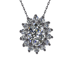 Eda Kolye - Swarovski 925 ayar siyah rodyum kaplama gümüş kolye (40 cm gümüş rolo zincir) #1mi6uzt