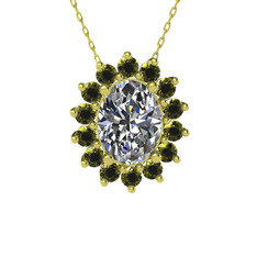 Eda Kolye - Swarovski ve peridot 18 ayar altın kolye (40 cm altın rolo zincir) #1mo3on3