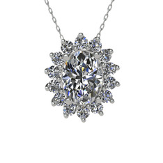 Eda Kolye - Swarovski ve beyaz zirkon 18 ayar beyaz altın kolye (40 cm gümüş rolo zincir) #1pcwx41