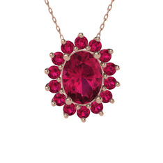 Eda Kolye - Rodolit garnet 925 ayar rose altın kaplama gümüş kolye (40 cm gümüş rolo zincir) #1rzn13h