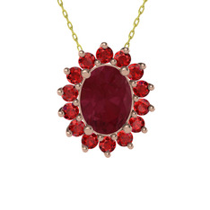 Eda Kolye - Kök yakut ve garnet 8 ayar rose altın kolye (40 cm altın rolo zincir) #1tnw0n5