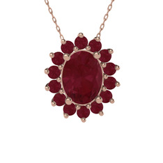 Eda Kolye - Kök yakut 925 ayar rose altın kaplama gümüş kolye (40 cm rose altın rolo zincir) #1umv7dz